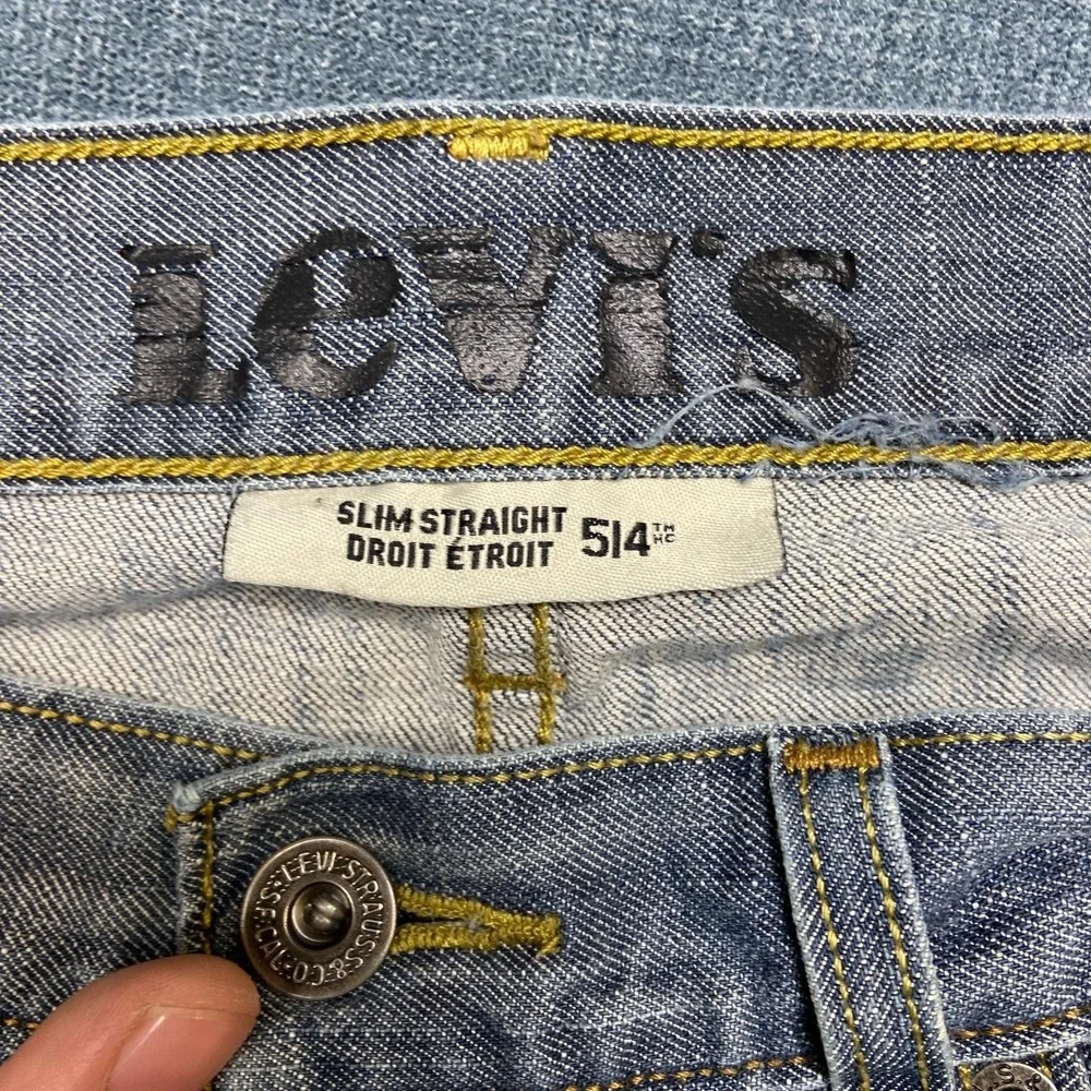 Levi's 514 Jeans Mens 33x32 Blue Denim Light Wash Slim Straight Leg Outdoor